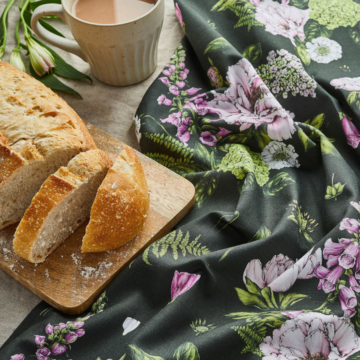 Summer Garden Tea Towel - Dark Green