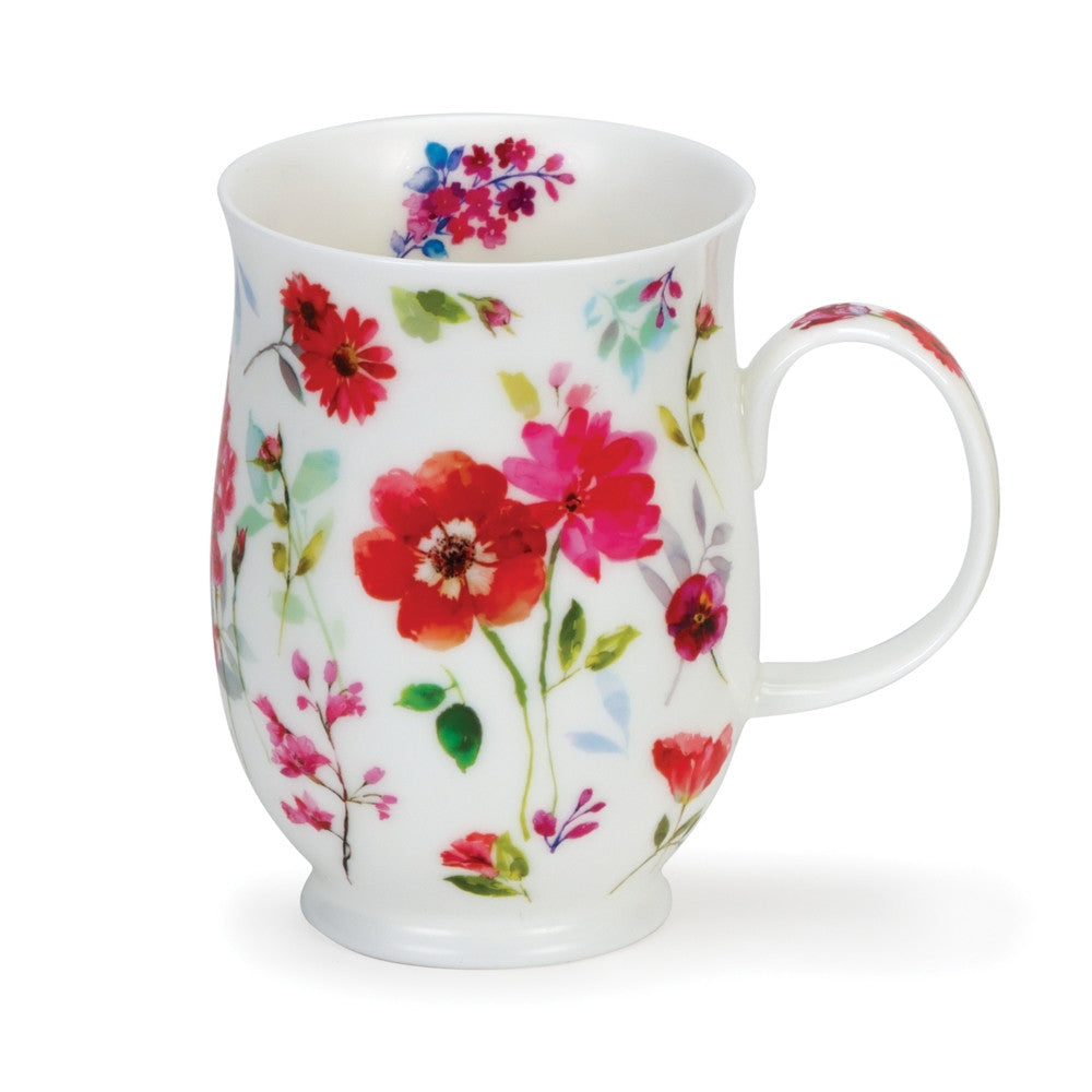  Dunoon Suffolk Floral Harmony Mug. Handmade in England. - Red