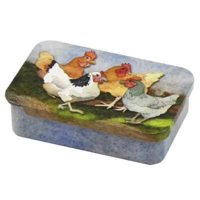 Felted Chickens Mini Slider Tin by Emma Ball