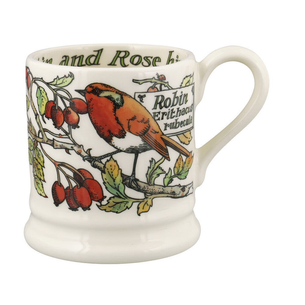 Emma Bridgewater Birds In The Hedgerow Rosehip & Robin Half Pint Mug. 