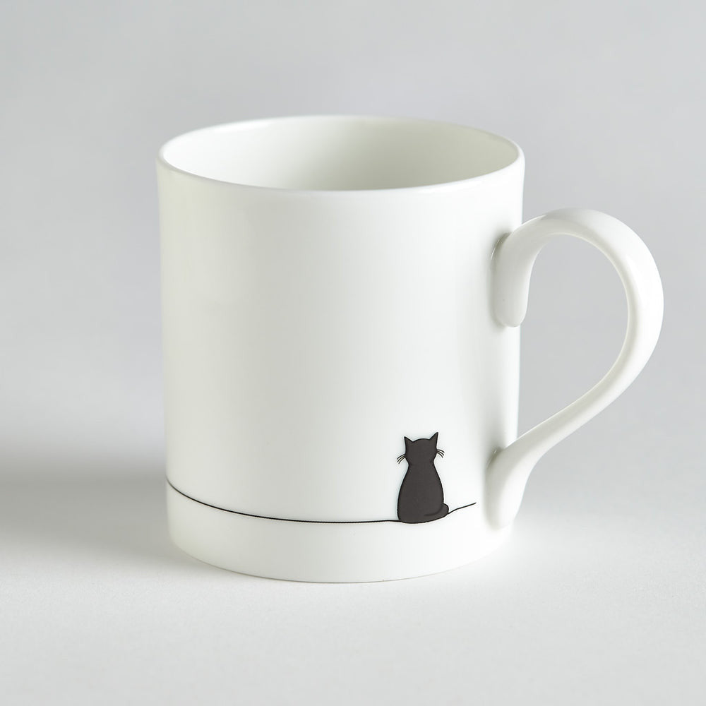 Sitting Cat Bone China Mug by Jin Designs.