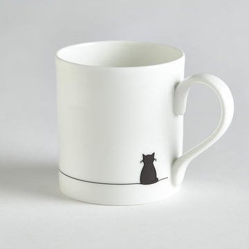 Sitting Cat Bone China Mug by Jin Designs. Image