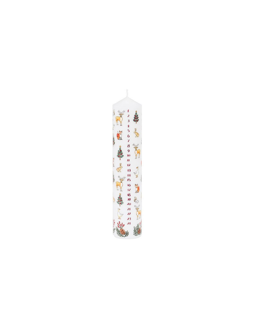 Alison Gardiner Winter Wildlife Pillar Advent Candle