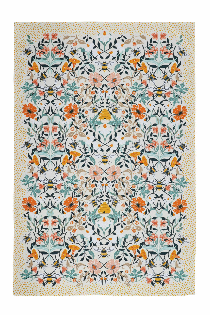 Bee Bloom Cotton Tea Towel from Ulster Weavers
