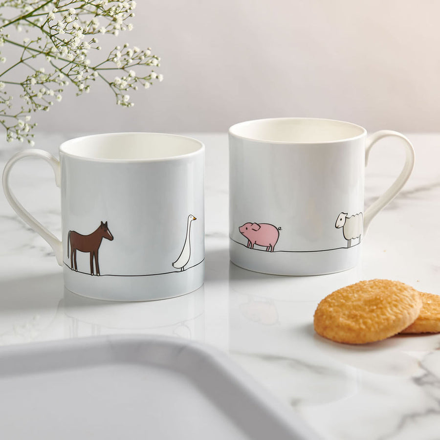 Large Farm Collection Bone China Mug by Jin Designs.