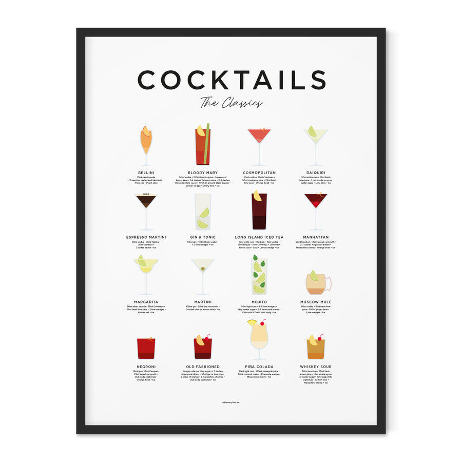Framed Cocktails Print from Everlong Print Co. Made in England