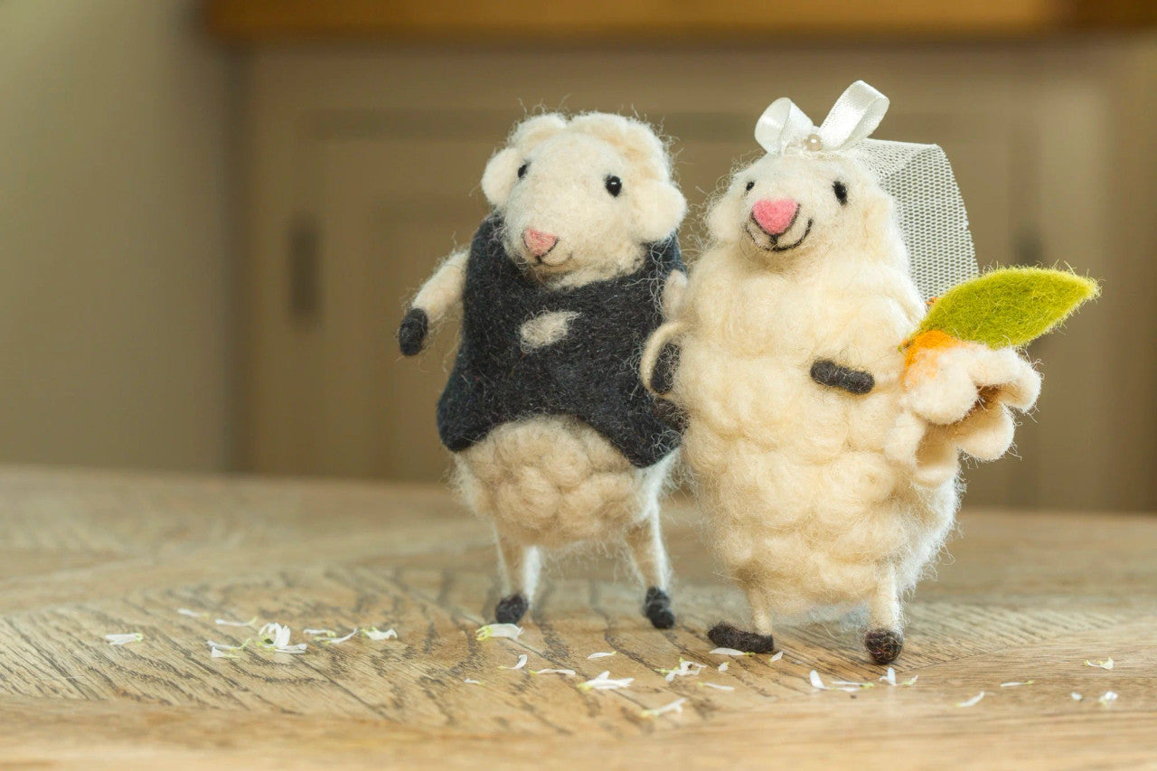 Bride and Groom Wedding Felt Sheep