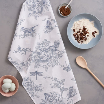 100% cotton Wildlife in Spring Tea Towel from Victoria Eggs.  Image