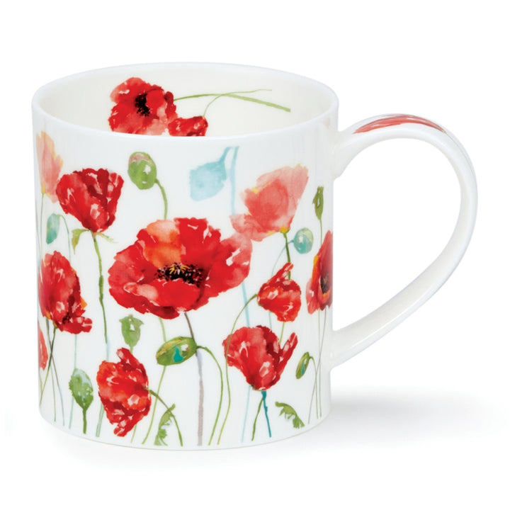 Fine bone china Dunoon Orkney Floral Breeze mug - Poppies. Handmade in England.