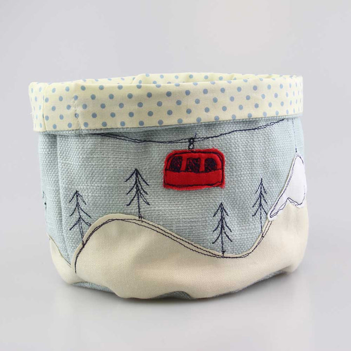 Snowy Mountains Embroidered Art Pot by Poppy Treffry