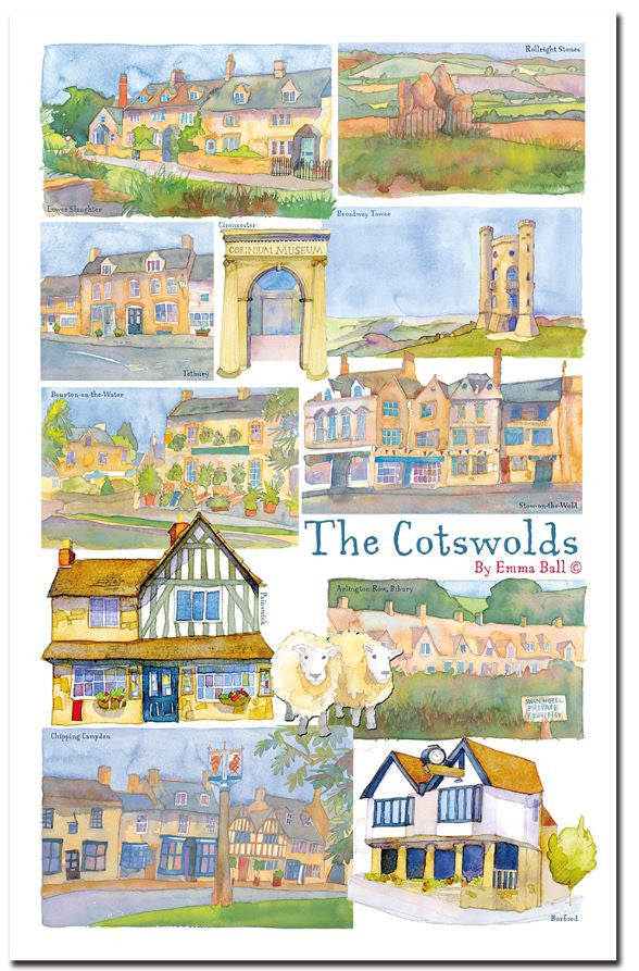 100% Cotton The Cotswolds by Emma Ball Tea Towel