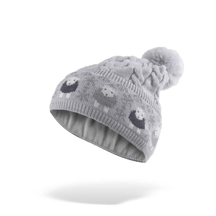 herdy Cable Bobble Hat - Grey