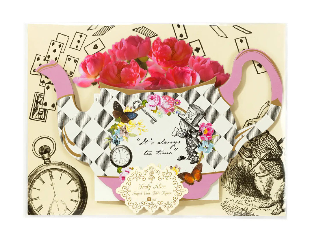 Alice in Wonderland Paper Teapot Flower Vase