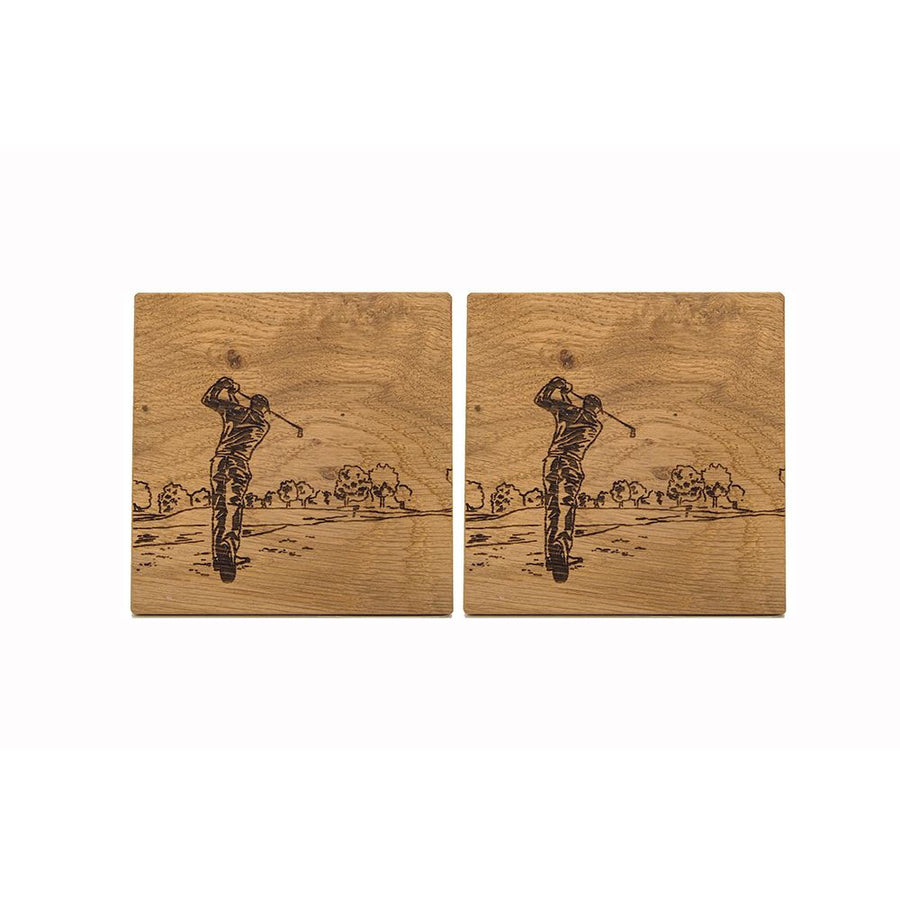 Golfing Oak Coasters by Scottish Made.