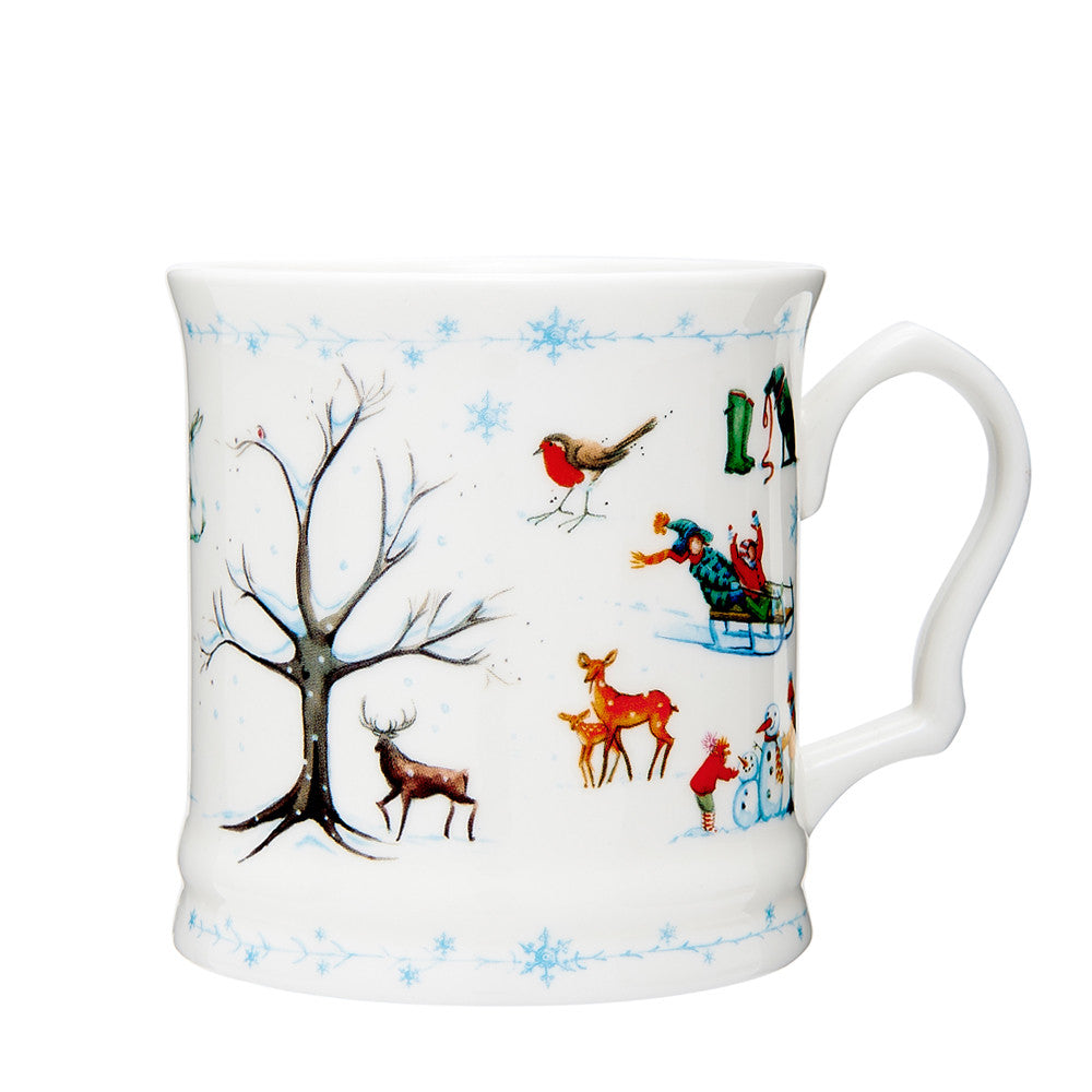 English Tankard Mug - Winter by Jane Abbot designs.
