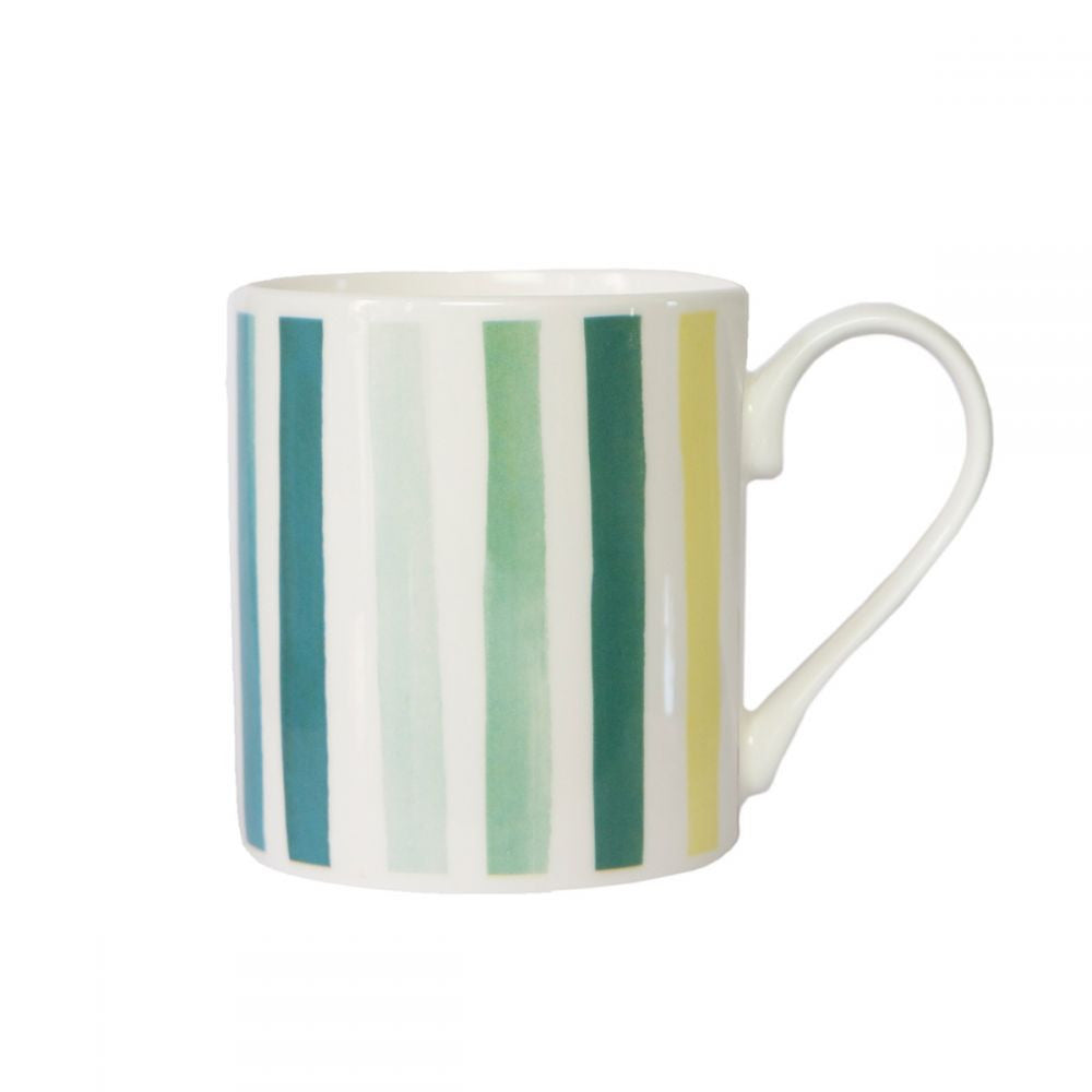 Bluebell Gray Market Stripe Celadon Bone China Mug