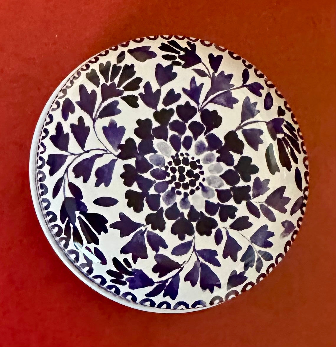 Blue and White mini round tins by Claire Winteringham - White Background with Small Flowers