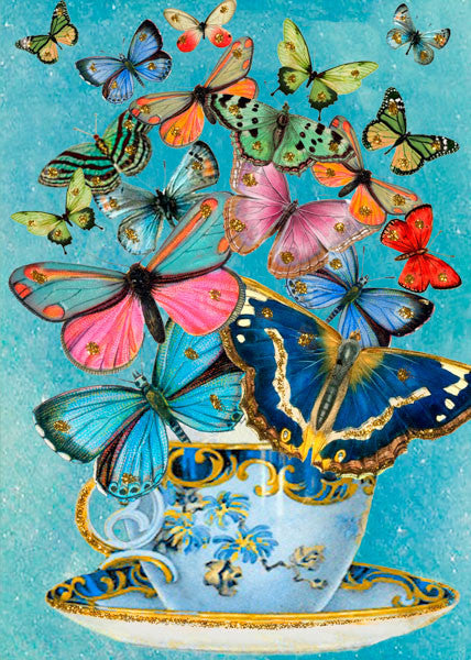 Butterfly Parade Glitter Greetings Card by Madame Treacle.