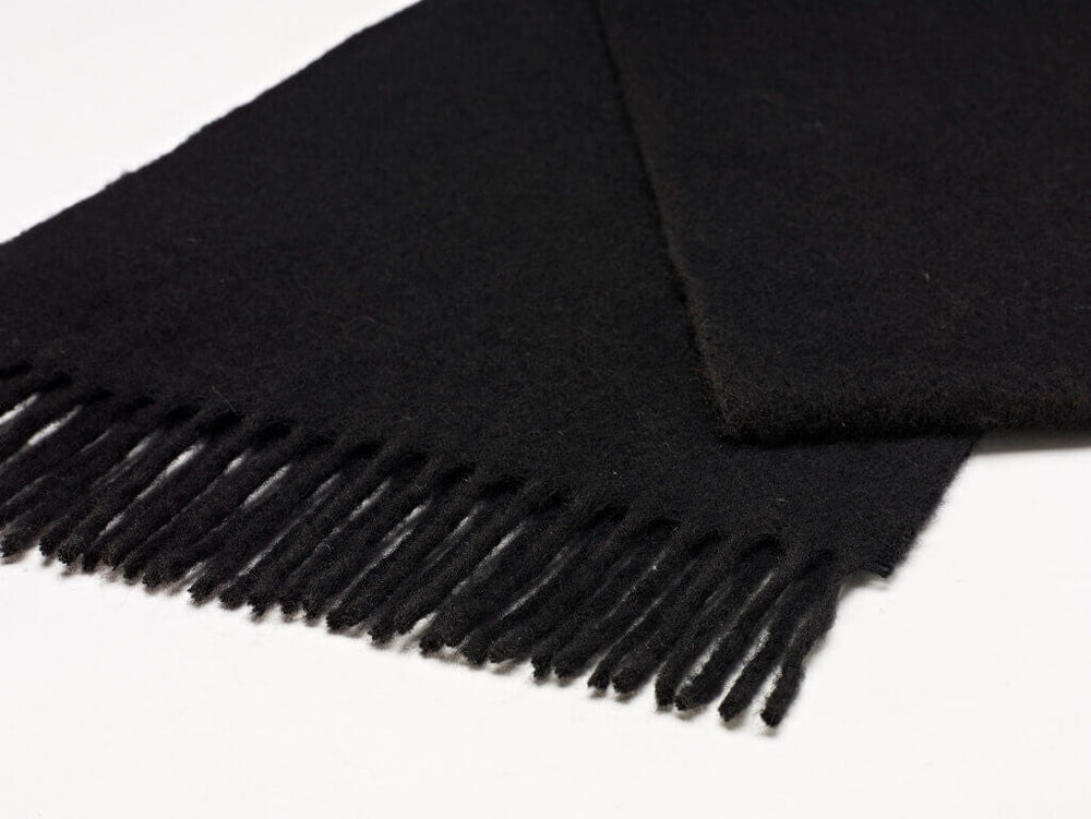 Luxury Black Merino Lambswool Scarf.