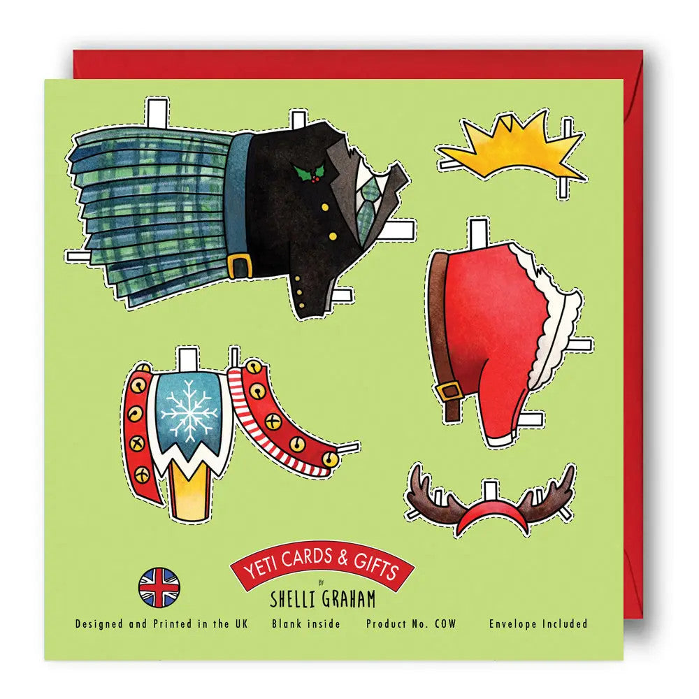 Dress a Highland Cow Christmas Card