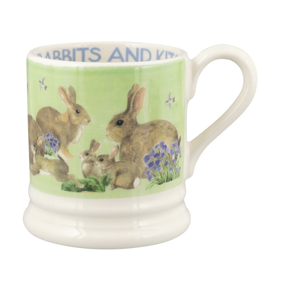 Bright New Morning Rabbits & Kits 1/2 Pint Mug by Emma Bridgewater. Handmade in England.
