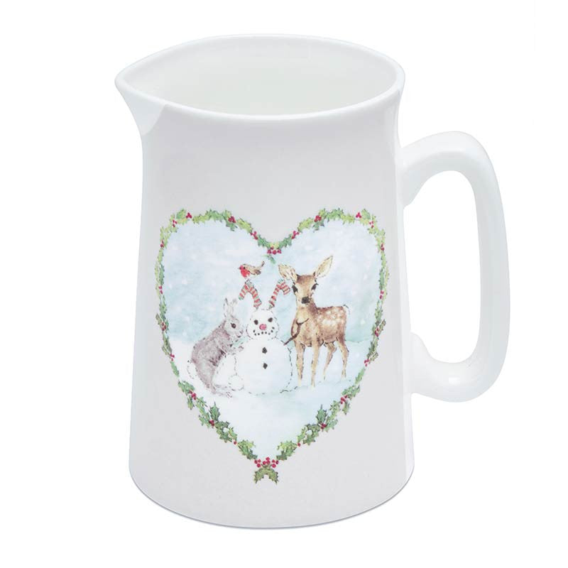 Mosney Mill Deer & Snow Bunny White China Jug