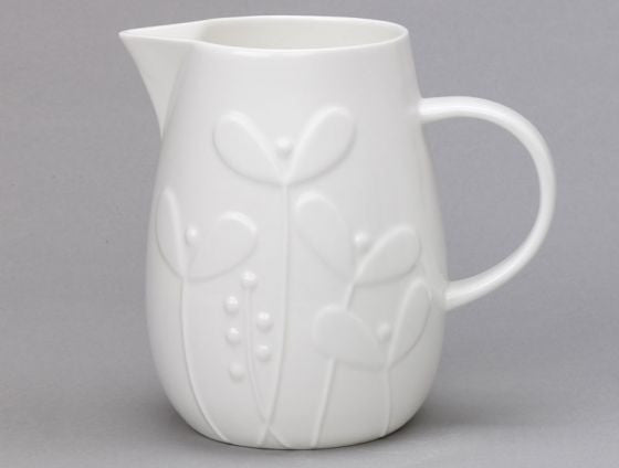Repeat Repeat's White Bone China Large Plum Seedling large jug. Made in England.