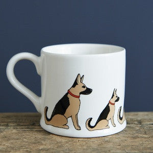 Pottery German Shepherd mug from Sweet William Designs.