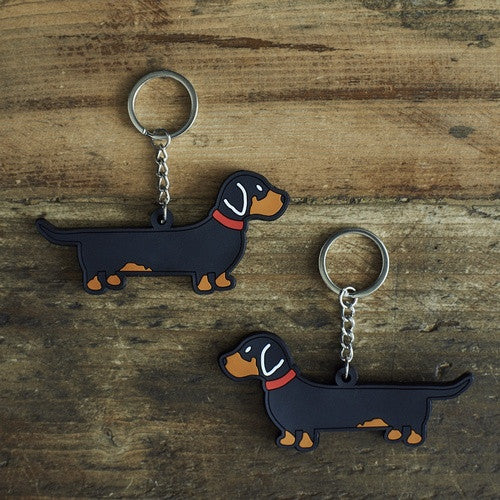 PVC Double-Sided Mischievous Mutts Key Ring - Dachshund