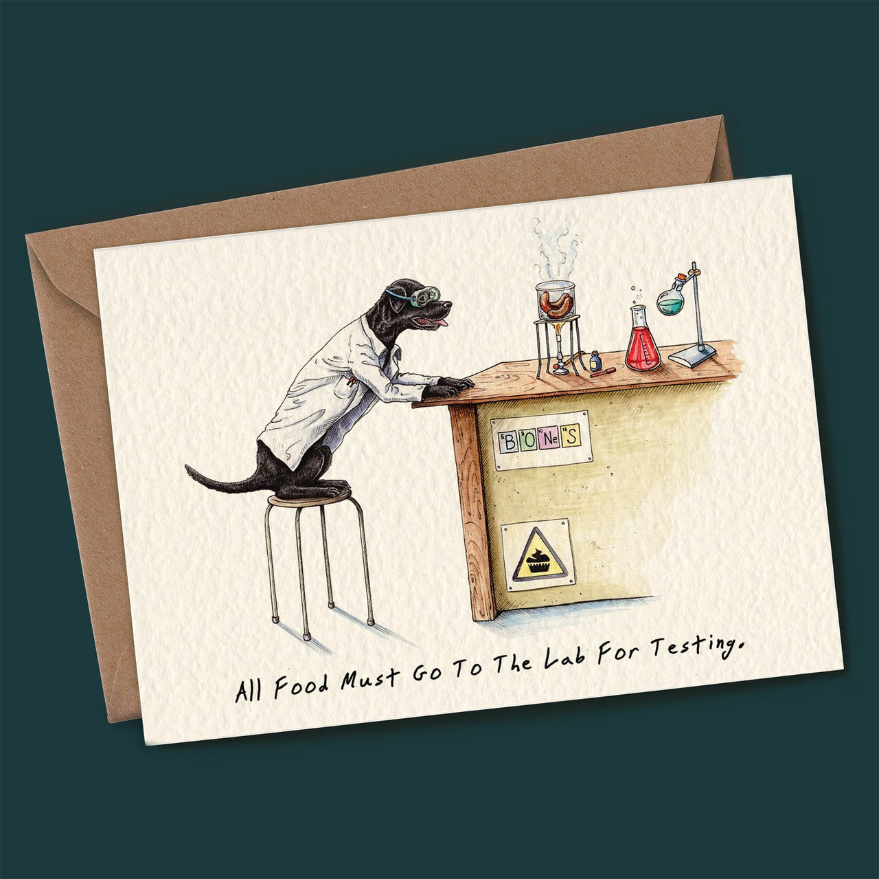 Lab Testing Greetings Card by Bewilderbeest.