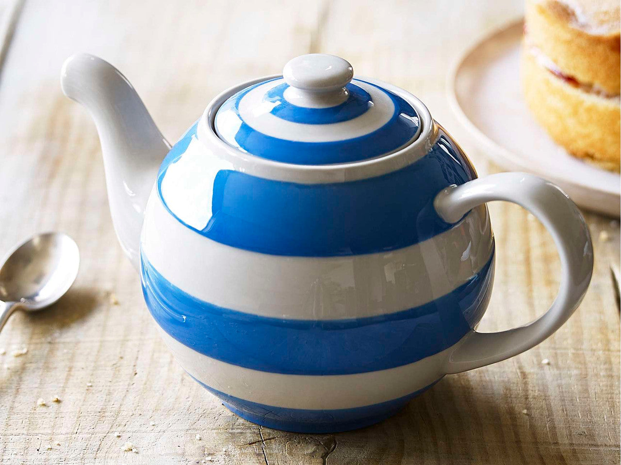 Cornishware Blue Striped Large Betty Teapot - blue