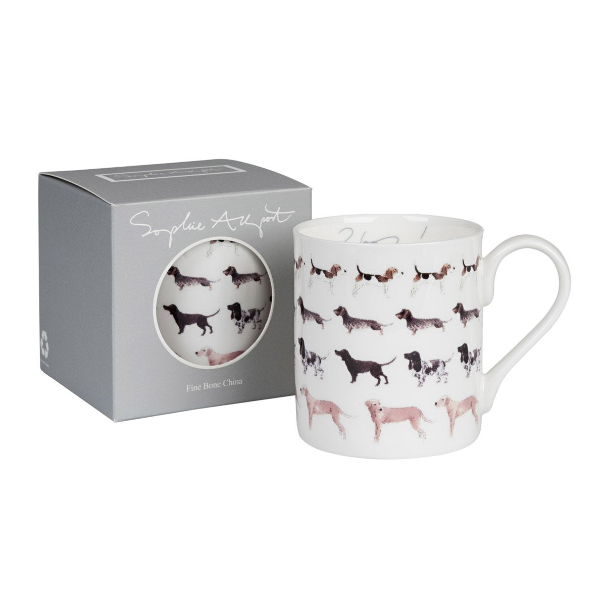 Sophie Allport bone china Woof! mug boxed.