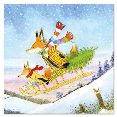 Fox Family Pack of 6 Christmas Cards