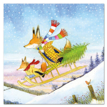 Fox Family Pack of 6 Christmas Cards Image