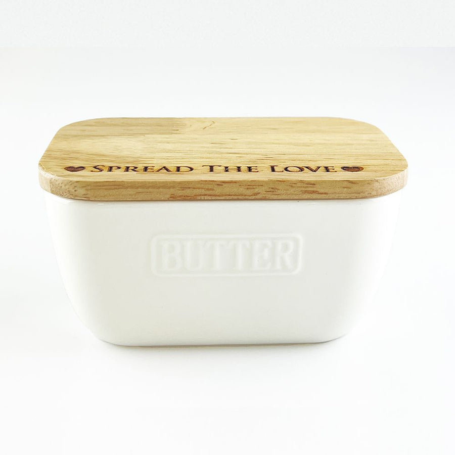 Spread the Love Ceramic White Butter Dish