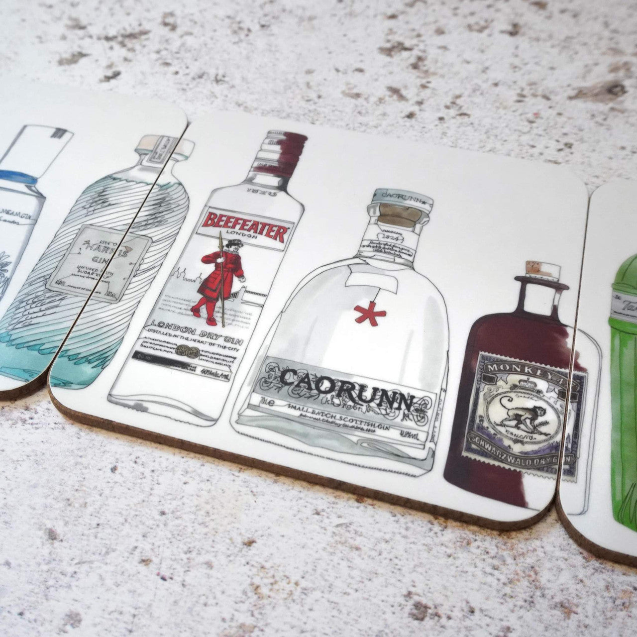 Gin Coasters set of 4 by Corinne Alexander.