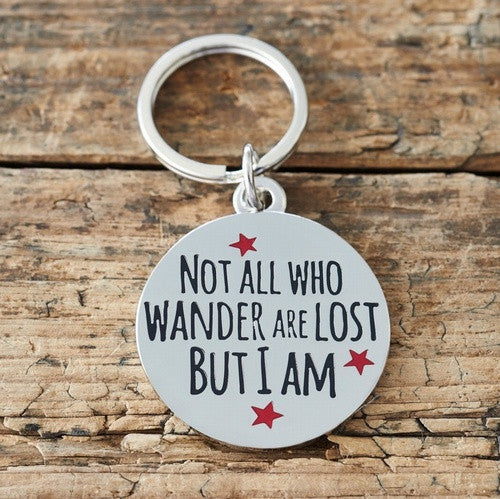 Sweet William silver plated brass dog tag - Not all who wander
