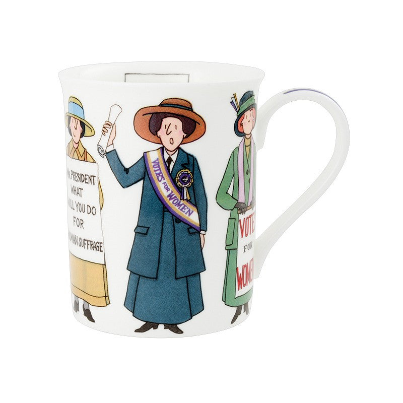 Alison Gardiner Bone China USA Suffragette mug boxed.