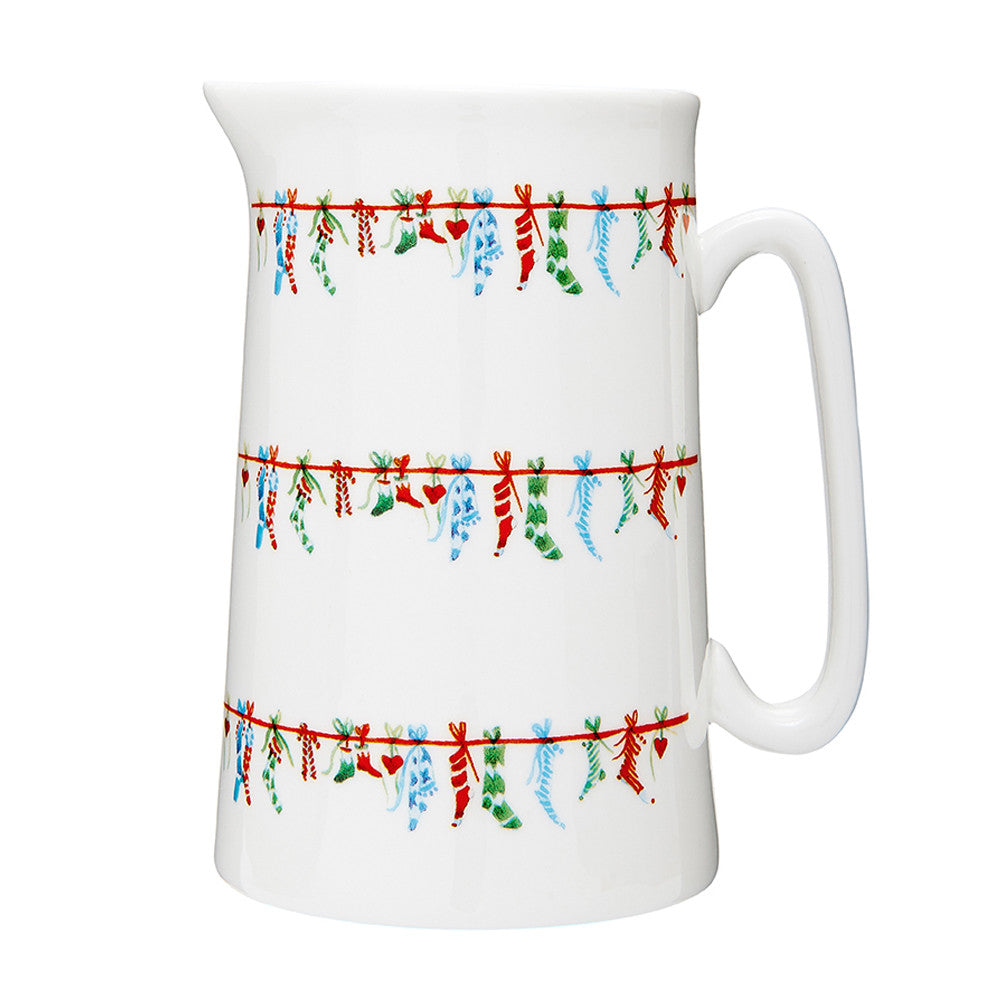 Christmas Stockings Bone China Medium Jug by Jane Abbott