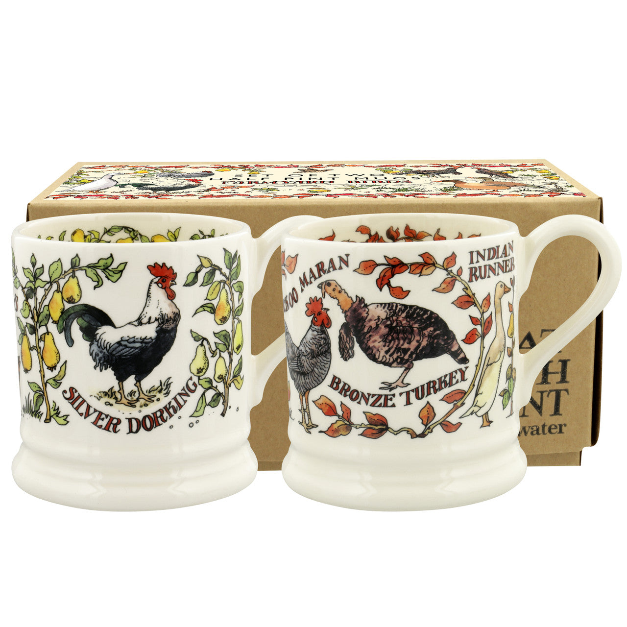 Farmyard Birds set of 2 1/2 pint mugs (boxed)