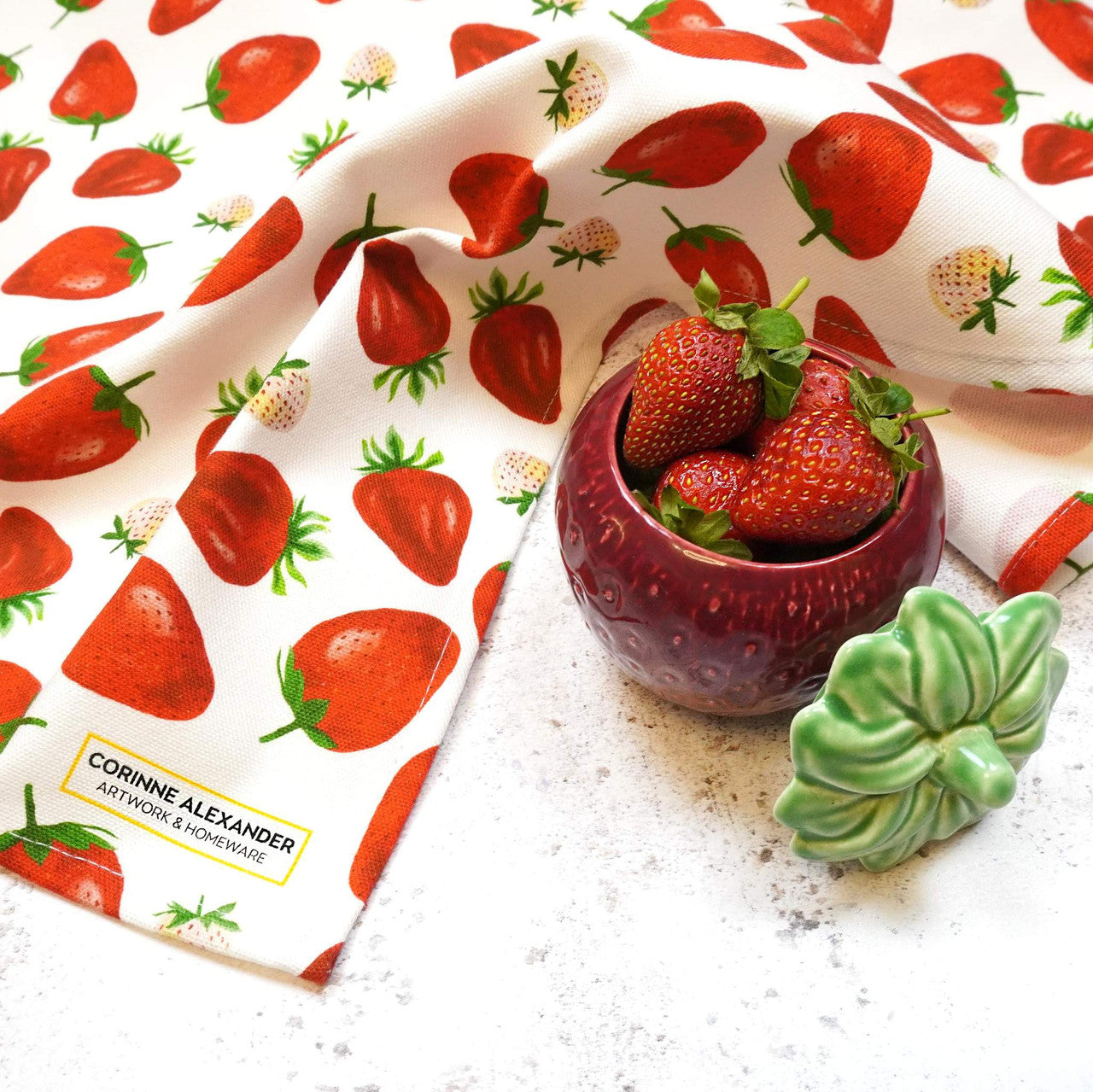 Strawberry Tea Towel by Corinne Alexander.