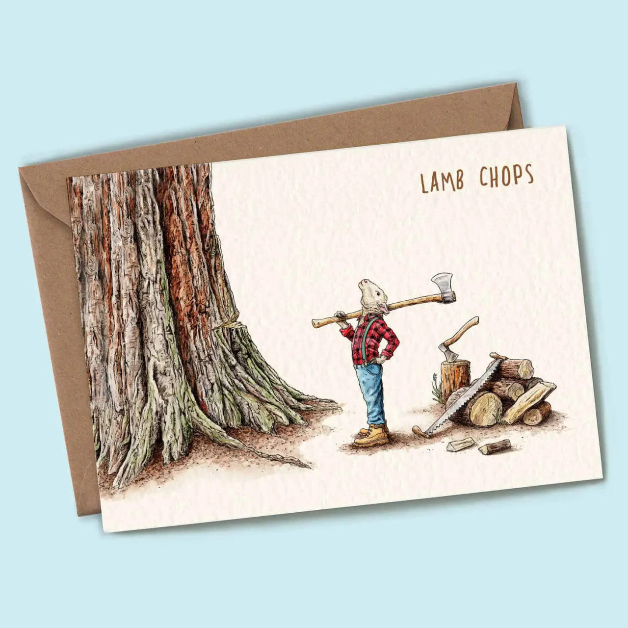Lamb Chops Greetings Card by Bewilderbeest.