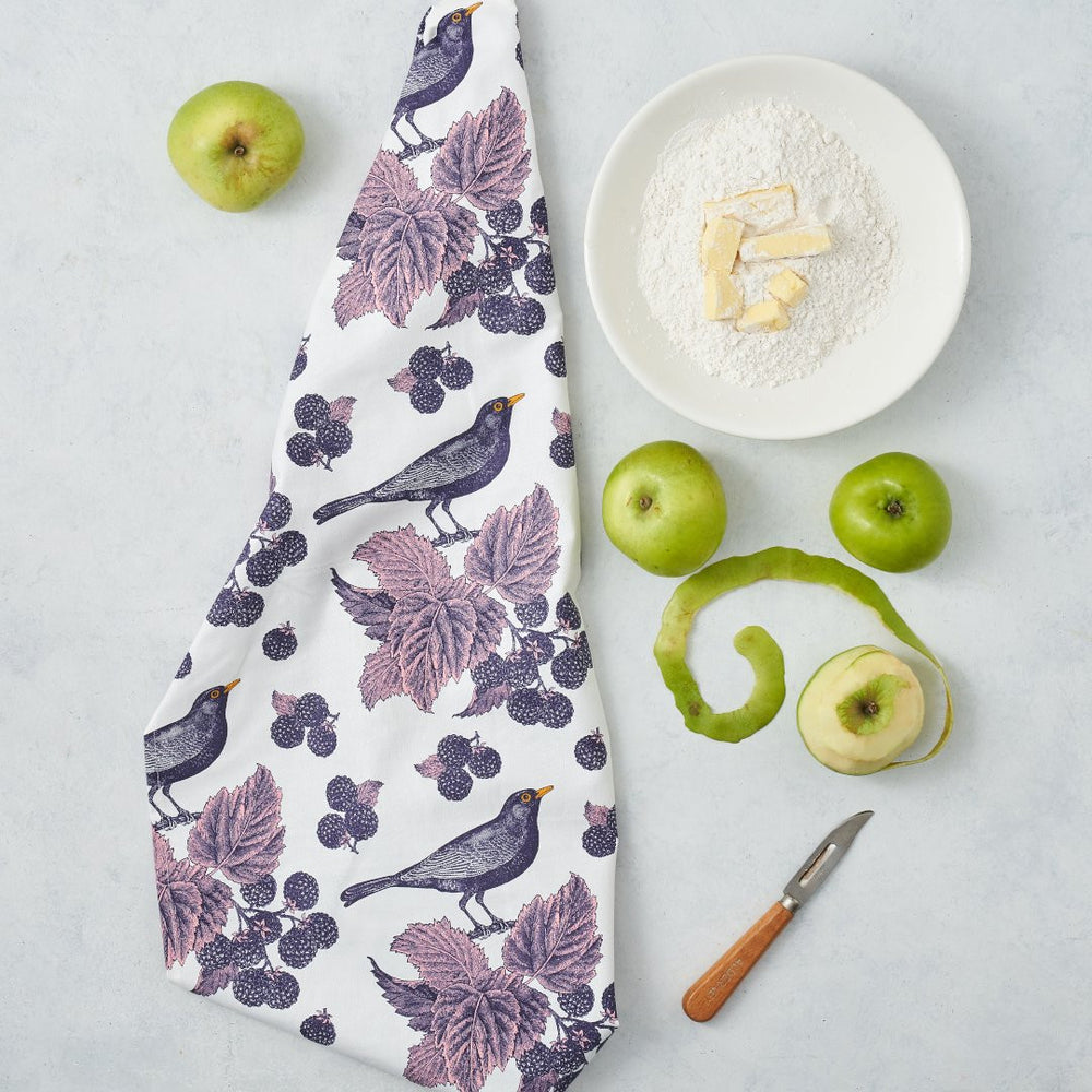 Thornback & Peel Blackbird & Bramble 100% Cotton Tea Towel