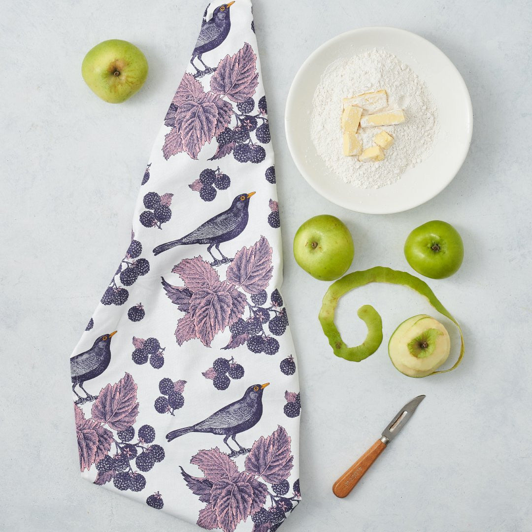 Thornback & Peel Blackbird & Bramble 100% Cotton Tea Towel