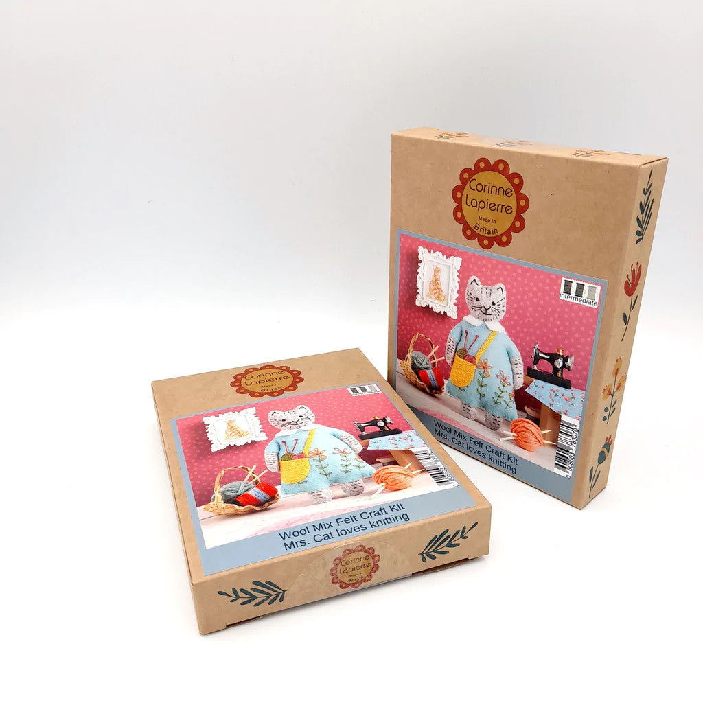 Mrs. Cat Loves Knitting Wool Mix Felt Craft Kit by Corinne Lapierre