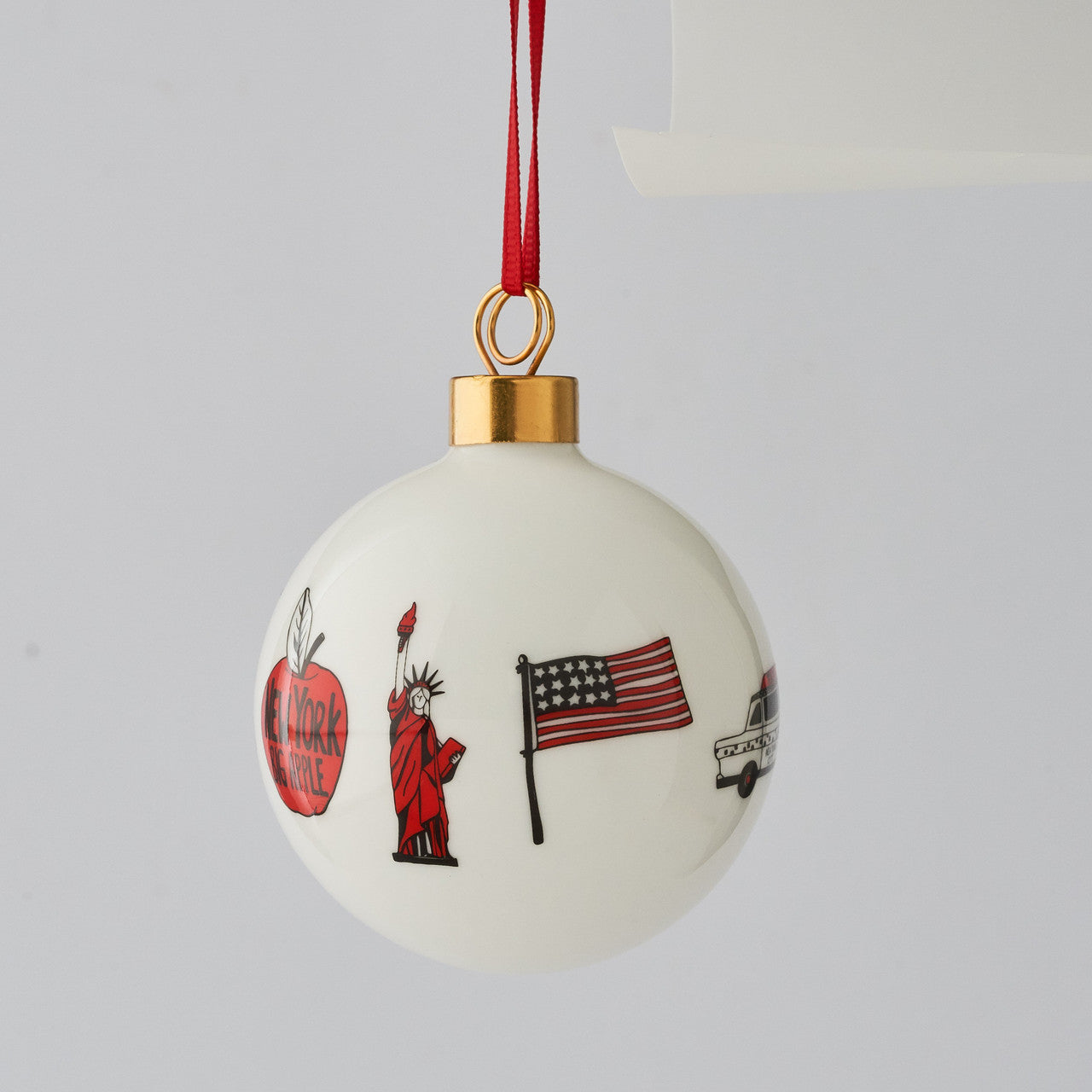 Bone china New York, New York Christmas bus bauble from Victoria Eggs.