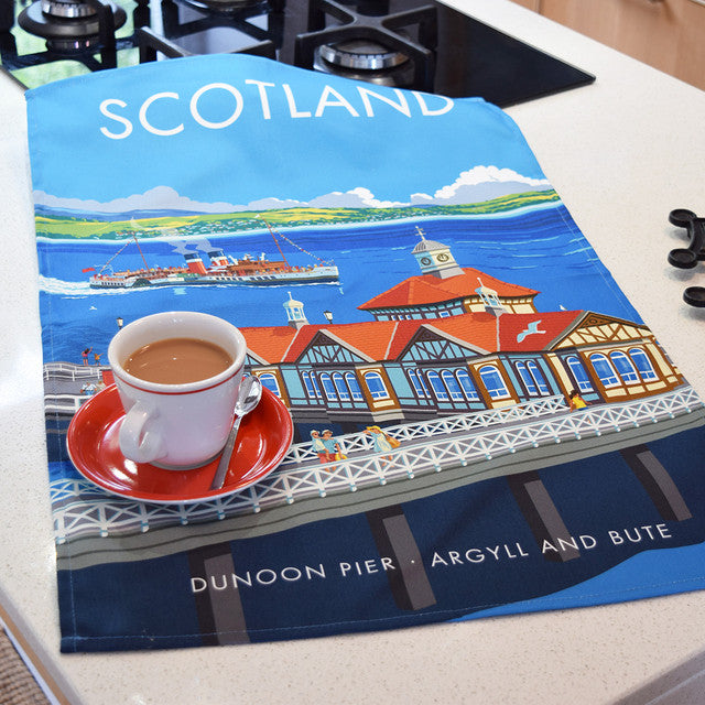 Scotland - Dunoon Pier Tea Towel by Town Towels.