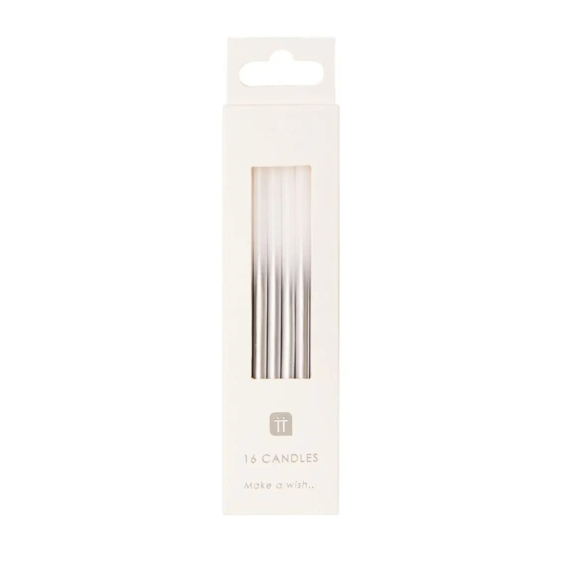 White and Silver Birthday Candles - 16 pack