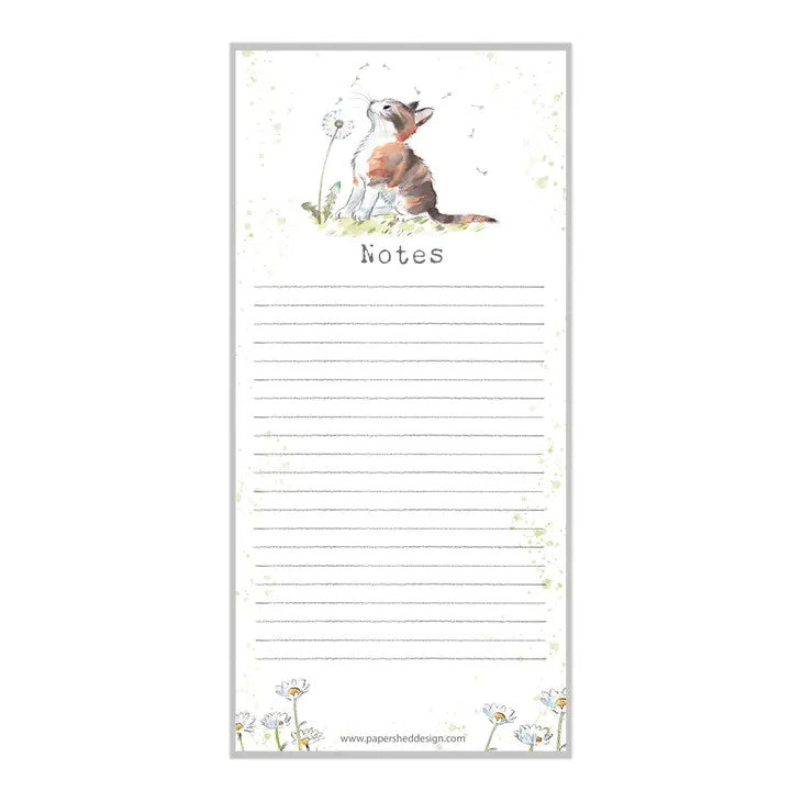 Cat with Dandelion Magnetic Lined List Pad by Paper Shed Designs.