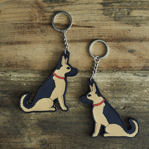 PVC Double-Sided Mischievous Mutts Key Ring - German Shepherd